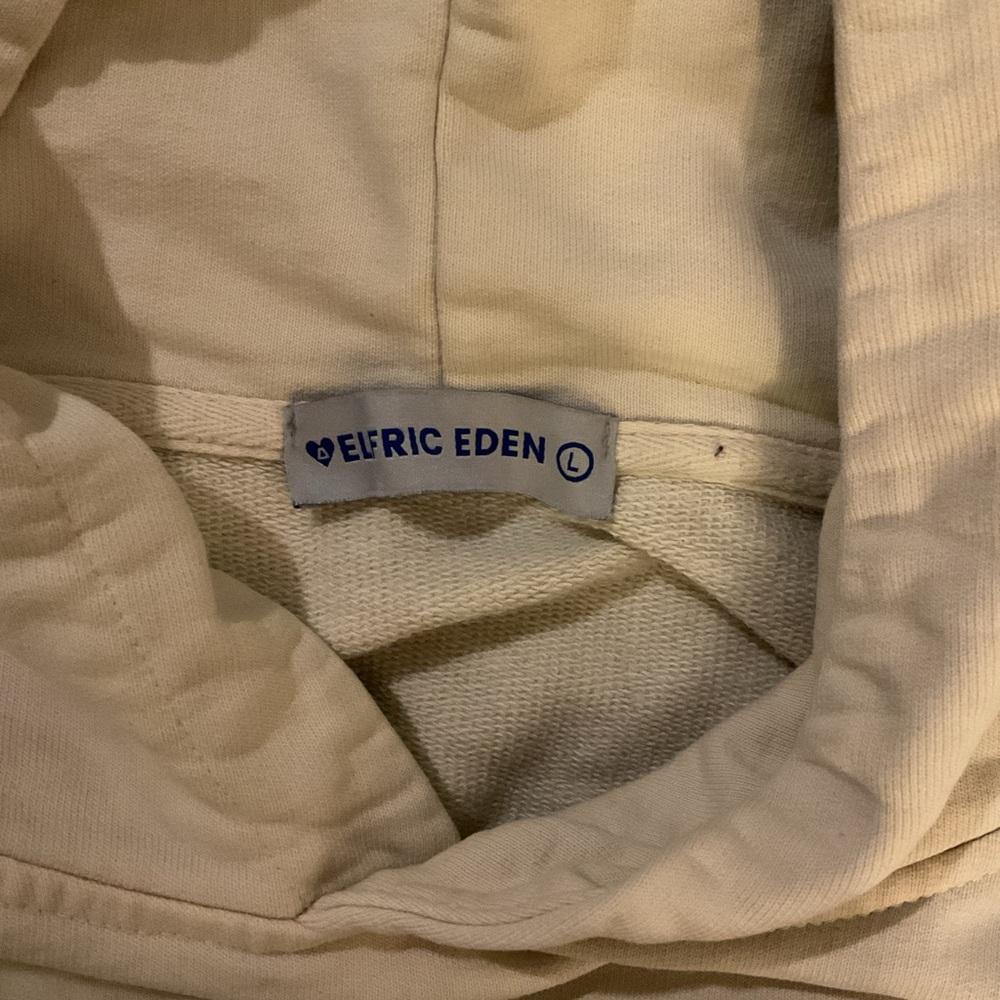 Aelfric Eden Cream Hoodie with Blue Graphic Print - Picture 2 of 7